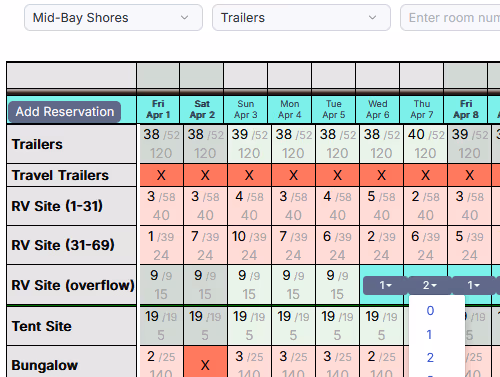 Book by type reservation calendar for multiple unit categories