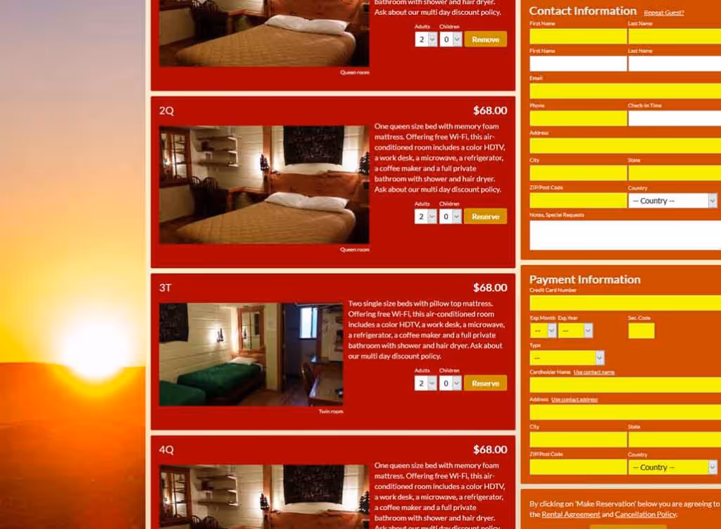 Hotel booking engine for direct online reservations
